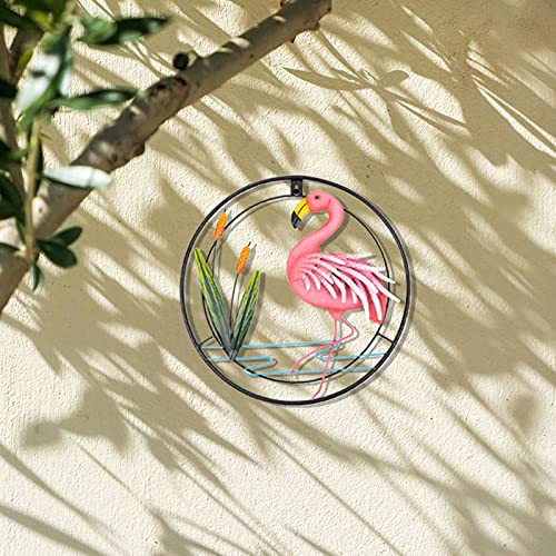 huangpai Metal Flamingo Wall Art, Porch Front Door Wall Decor, Room, Outdoor, Club, Bars, Front Door, Metal Hanging Wall Art Décor