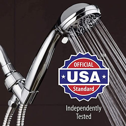 AquaDance High Pressure 6-Setting 3.5" Chrome Face Handheld Shower with Hose for the Ultimate Shower Experience! Officially Independently Tested to Meet Strict US Quality & Performance Standards!