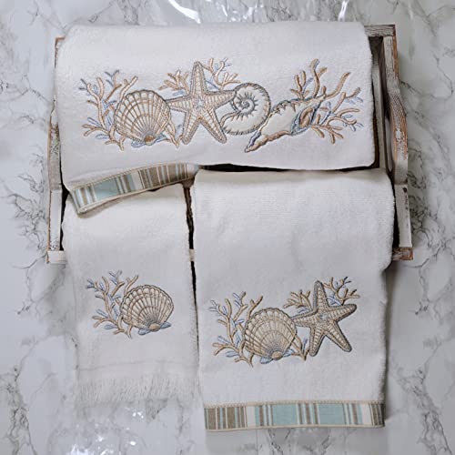 Avanti Linens - Bath Towel, Soft & Absorbent Cotton Towel (Sand Shells, White)