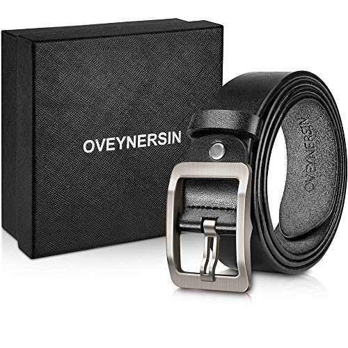 OVEYNERSIN Mens Belt - Leather casual Dress Belts Big Metal Buckle Adjustable Size designer Fashion Men Belts For Jeans | shorts | Work Golf Best Gifts