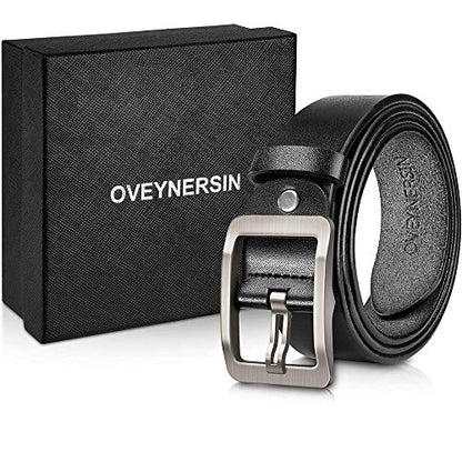 OVEYNERSIN Mens Belt - Leather casual Dress Belts Big Metal Buckle Adjustable Size designer Fashion Men Belts For Jeans | shorts | Work Golf Best Gifts