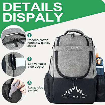 HIMAL HIMAL Disc Golf Bag with Large Capacity, Durable Disc Golf Backpack Holds 18+ Disc,and mutiple pockets,Grey