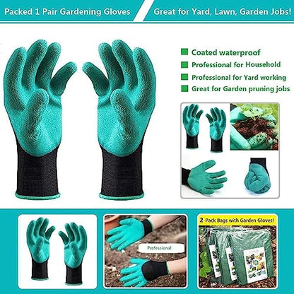 Professional 3-Pack 63 Gallons Lawn Garden Bags (D31, H19 inches) Reusable Yard Waste Bags with Gardening Gloves - Standable Leaf Bags,Yard Trash Containers,Plants Grass Clippings Bags with 4 Handles