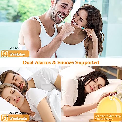Sound Machine with Sunrise & Sunset for Adults Sleeping, White Noise Machine with 2 Alarm Clock, 10 Soothing Sounds, 17 Color Night Light, Adjustable Volume, Dimmable LED Display, FM Radio to Wake Up
