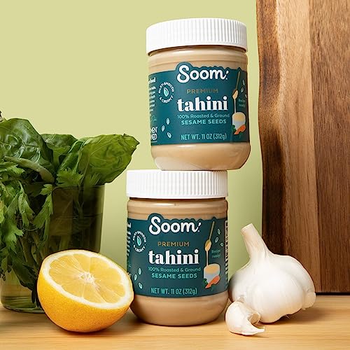 Soom Foods Ground Sesame Tahini Paste 11oz (2 Pack) | Silky Smooth Texture in Hummus, Dips, Salad Dressings | Vegan, Nut-Free, Gluten-Free, Kosher, Keto, Paleo, Whole30