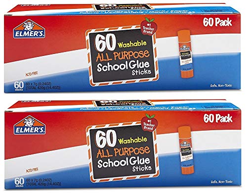 Elmers All Purpose School Glue Sticks, Washable, 0.24-ounce sticks, 120 Count