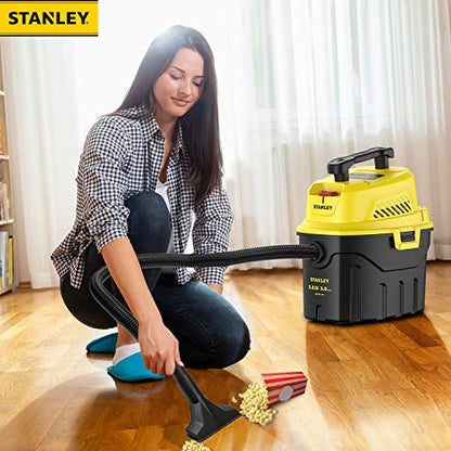 Stanley SL18910P-3 Wet/Dry, 3 Gallon, 3 Horsepower, Portable Car Vacuum, 3.0 HP AC, Black+Yellow