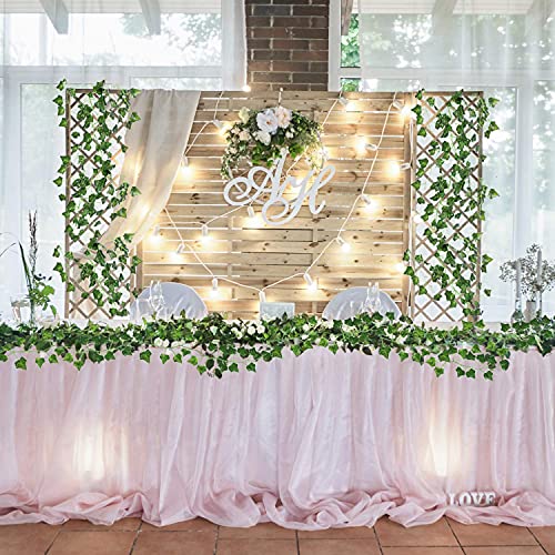 CEWOR 14 Pack 98 Feet Fake Ivy Leaves Artificial Garland Greenery Hanging Plant Vine for Bedroom Wall Decor Wedding Party Room Aesthetic Stuff