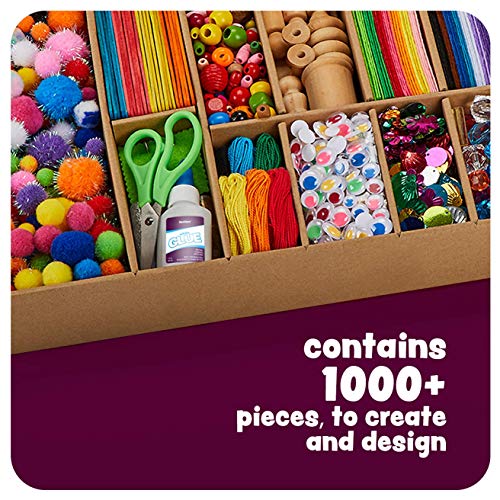 Dan&Darci Arts and Crafts Vault - 1000+ Piece Craft Supplies Kit Library in a Box for Kids Ages 8 9 10 11 & 12 Year Old Girls & Boys - Crafting Set Kits - Gift Ideas for Kids Art Project Activity