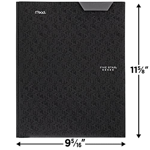 Five Star 2 Pocket Folder, Stay-Put Folder, Plastic Colored Folders with Pockets & Prong Fasteners for 3-Ring Binders, Great for Home School Supplies & Home Office, 11” x 8-1/2, Black (72113)