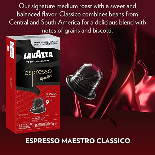 Lavazza Espresso Classico Medium Roast 100% Arabica Aluminum Capsules Compatible with Nespresso Original Machines (Pack of 60) ,Value Pack, Sweet and balanced, dark crema, Intensity 9 of 13