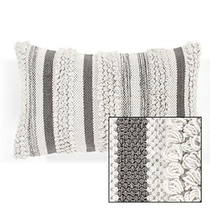 Lush Decor Bria Stripe Decorative Throw Pillow Cover, 20" W x 13" L, Gray - Rectangle Pillow Cover - Throw Pillows For Bed, Couch, Or Chair