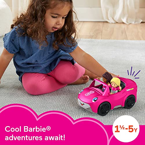 Little People Barbie Toddler Toy Car Convertible with Music Sounds & 2 Figures for Pretend Play Ages 18+ Months