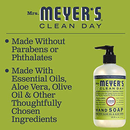 Mrs. Meyer's Hand Soap, Made with Essential Oils, Biodegradable Formula, Lemon Verbena, 12.5 fl. oz - Pack of 3