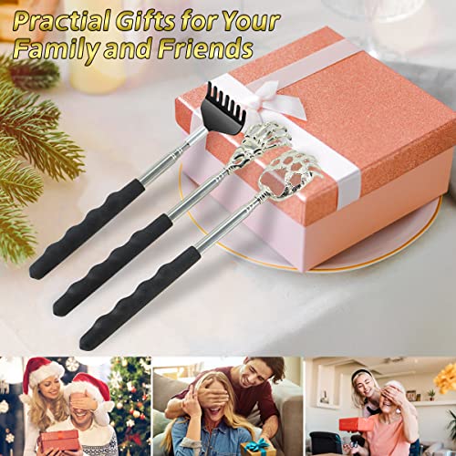 Asqarqo Back Scratcher 3 Pack Different Design Stainless Telescopic Back scratchers with Pretty Box, Portable Extendable Back Massager Gifts for Men or Women Stocking Stuffers