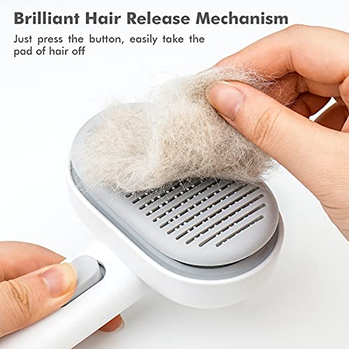 aumuca Cat Brush with Release Button, Cat Brushes for Indoor Cats Shedding, Cat Brush for Long or Short Haired Cats, Cat Grooming Brush Cat Comb for Kitten Rabbit Massage Removes Loose Fur