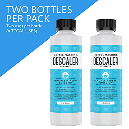 Descaler (2 Pack, 2 Uses Per Bottle) - Made in the USA - Universal Descaling Solution for Keurig, Nespresso, Delonghi and All Single Use Coffee and Espresso Machines