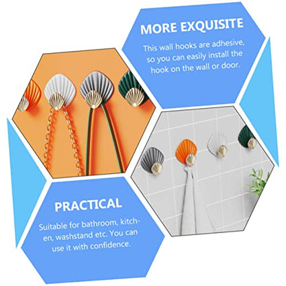 TIDTALEO 8pcs Wall Hook Plastic Hooks for Hanging Office Decore Wall Hanging Hooks Dorm Room Essentials for College Students Girls Shell Coat Hooks Dorm Essentials Wall Storage Hook Abs Key