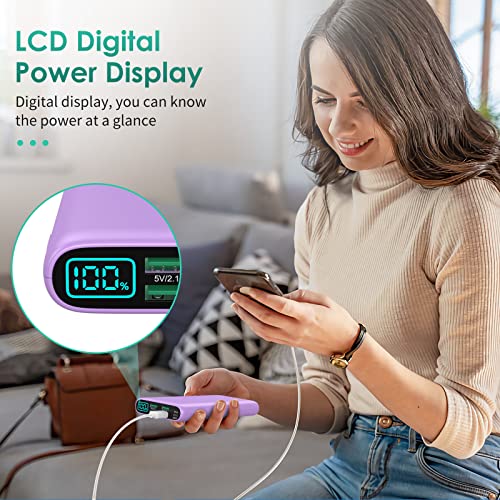 Portable Charger 38800mAh,LCD Display Power Bank,4 USB Outputs Battery Pack Backup,2 Input USB-C in&out Phone Charging Compatible with iPhone 15/14 Pro Max/13/12,Android Samsung Galaxy/Pixel-Purple