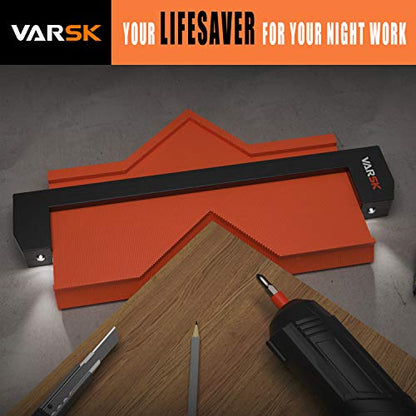 VARSK 5" & 10" Contour Gauge with Light 2 Pack Widen Shape Duplicator Profile Tool, Master Outline Measuring Plastic Ruler for Corners, Woodworking Templates, Tiles and Laminate