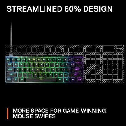 SteelSeries New Apex 9 Mini – HotSwap Optical Mini Keyboard – 60% Compact Design – Optical Switches – RGB Customization – Aluminum Alloy Frame – Double Shot PBT Keycap