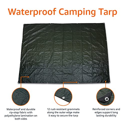 Amazon Basics Waterproof Camping Tarp, 7.5 x 9.5', Dark Green