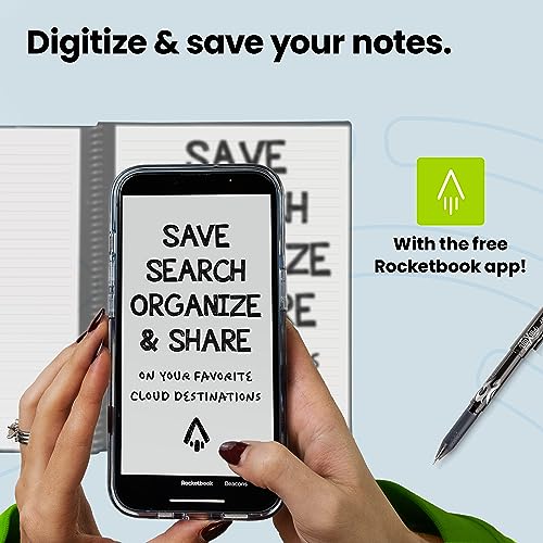 Rocketbook Core Reusable Smart Notebook | Innovative, Eco-Friendly, Digitally Connected Notebook with Cloud Sharing Capabilities | Dotted, 8.5" x 11", 32 Pg, Deep Space Gray, with Pen, Cloth, and App Included