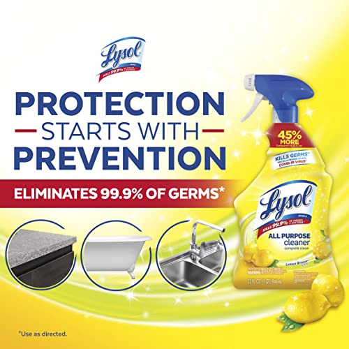 LYSOL All-Purpose Cleaner, Sanitizing and Disinfecting Spray, To Clean and Deodorize, Lemon Breeze Scent, 32oz, Pack of 2