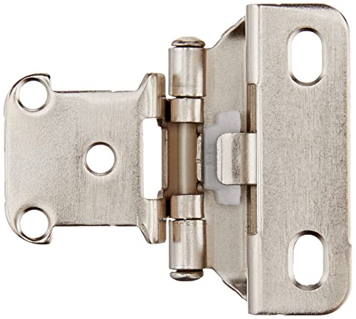 Amazon Basics AB-4015, Satin Nickel, 1/2-Inch Overlay Wrap Cabinet Hinge, 3/4-Inch, 50 Pieces, 1/2"