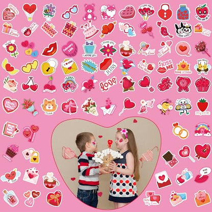 OHOME Valentines Stickers - 180 PCS Valentines Day Stickers for Kids Classroom School -Vinyl Heart Stickers - Valentines Crafts for Kids - Valentines Gifts Treats Decor Cards Scrapbooking Party Favors