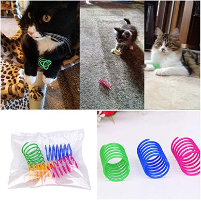 Andiker Cat Spiral Spring, 12 Pc Creative Toy to Kill Time and Keep Fit Interactive Durable Heavy Plastic Colorful Toy for Swatting, Biting, Hunting Kitten Toys