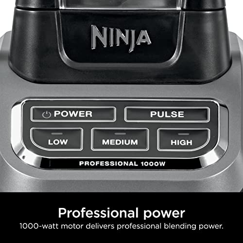 Ninja BL610 Professional 72 Oz Countertop Blender with 1000-Watt Base and Total Crushing Technology for Smoothies, Ice and Frozen Fruit, Black, 9.5 in L x 7.5 in W x 17 in H