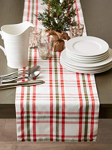 DII Jolly Christmas Tree Collection Holiday Table & Kitchen Décor, Table Runner, 14x72, Christmas Plaid