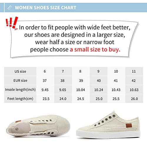 Women's Slip on Shoes Fashion Canvas Sneakers Non Slip Low Top Casual Shoes(Beige.US8)