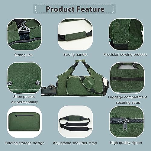 Gym Bags for Men Women, Sports Duffle Bag, Travel Gym Bag with Shoes Compartment and Wet Pocket, Foldable, Lightweight for Travel, Gym, Yoga