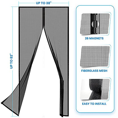 Flux Phenom Easy to Install Magnetic Screen Door [Upgraded Version] - Heavy Duty Fiberglass Screen Door Mesh for Window, Patio and Sliding Doors - Door Screen Magnetic Closure Keeps Bugs Out