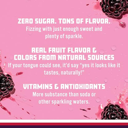 Sparkling Ice, Black Raspberry Sparkling Water, Zero Sugar Flavored Water, with Vitamins and Antioxidants, Low Calorie Beverage, 17 fl oz Bottles (Pack of 12)