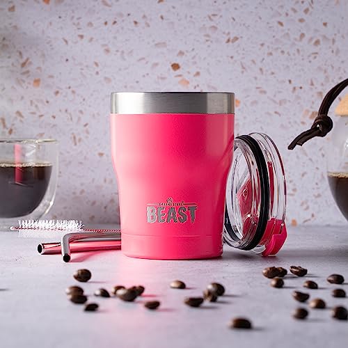Beast 10 oz Tumbler Stainless Steel Vacuum Insulated Coffee Ice Cup Double Wall Travel Flask (Cupcake Pink)