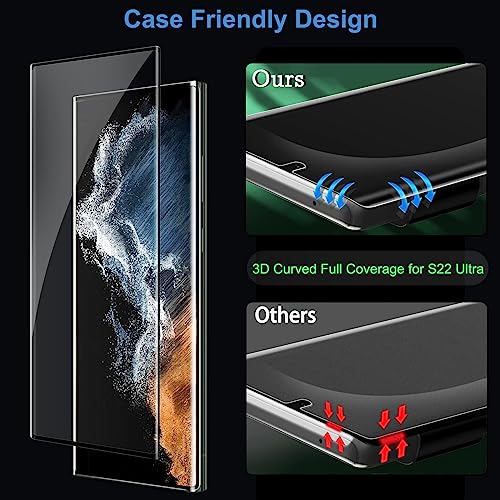 letosan 3 Pack Galaxy S22 Ultra Screen Protector, HD Clear Tempered Glass, Fingerprint Unlock, 3D Curved, Scratch Resistant, Bubble-Free for Samsung Galaxy S22 Ultra 5G Glass Screen Protector