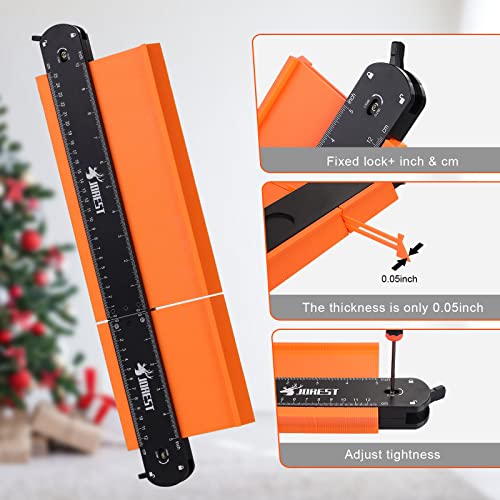 JOREST Connectable Contour Gauge (10+5 Inch), Profile Duplicator with Lock, Gifts for Man Father Husband Carpenter Masonry DIY Enthusiast, Outline Marking Tool for Woodworking Floor/Carpet/Tile Laying