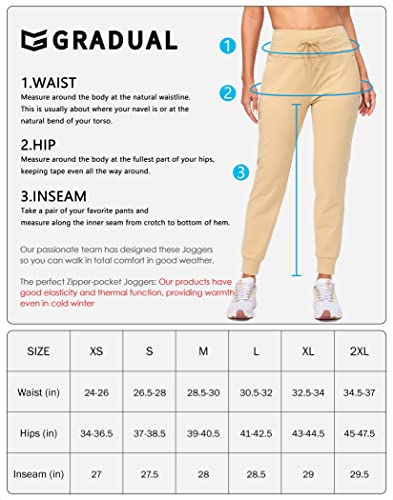 G Gradual Women's Fleece Lined Joggers High Waisted Water Resistant Thermal Winter Sweatpants Running Hiking Pockets(Wine, S)