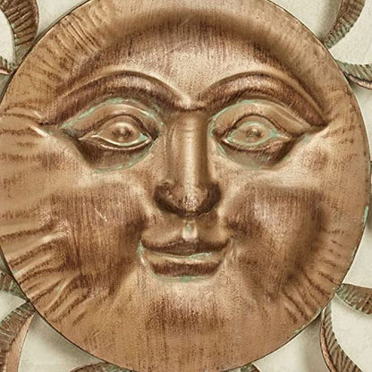 Touch of Class in The Sun Wall Art Multi Earth - Bronze - Handcrafted Metal Sculpture - Southwestern Style - Indoor and Outdoor - Sunburst Decor for Living Room, Kitchen, Patio - 29 Inches Diameter