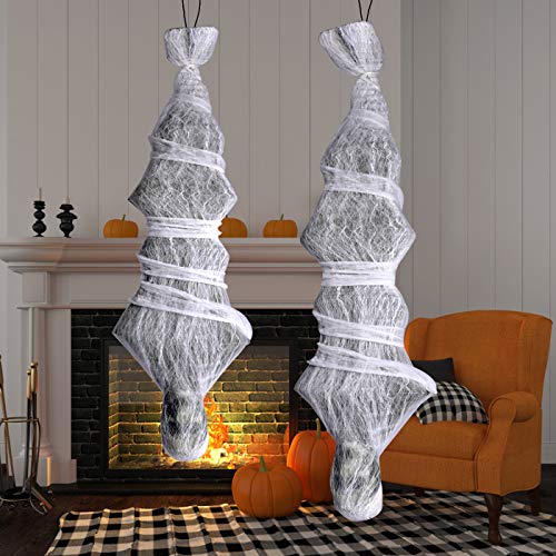 NEWBEA 72 Inch Halloween Cocoon Outdoor Decorations, Scary Hanging Cocoon Corpse Props, Halloween Outdoor Yard Decorations