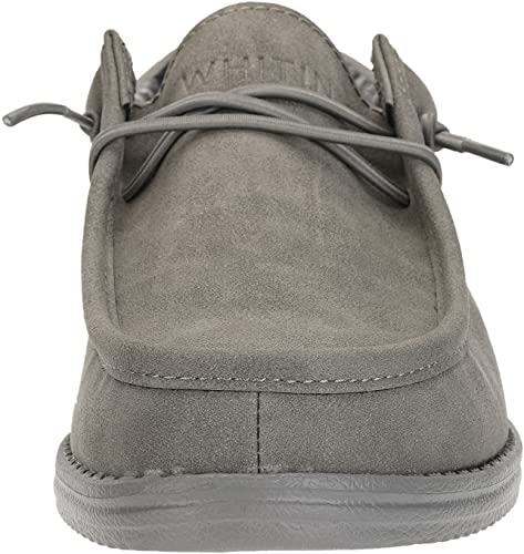 WHITIN Men's Casual Loafers Slip-on Suede Recycled Leather Boat Shoes Fashion Deck Sneakers Size 10 Sox Winter MOC Toe Warm Walking Light Grey 43