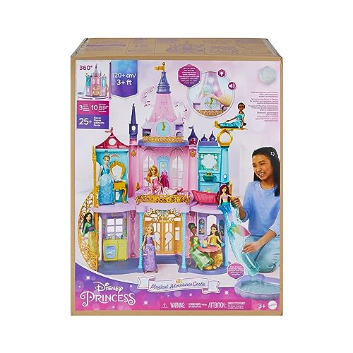 Mattel Disney Princess Toys, Ultimate Castle 4 Ft Tall with Lights & Sounds, 3 Levels, 10 Play Areas and 25+ Furniture & Pieces, Inspired by Disney Movies