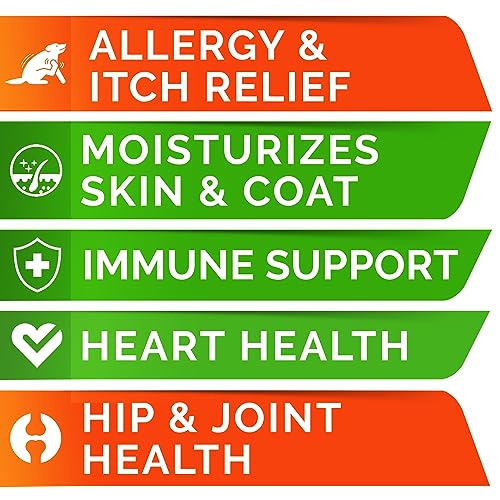 Fish Oil Omega 3 Treats for Dogs - Allergy and Itch Relief - Skin and Coat Supplement - Joint Health - Wild Alaskan Salmon Oil - Shedding, Itchy Skin Relief - Omega 3 6 9 - EPA & DHA - 180 treats