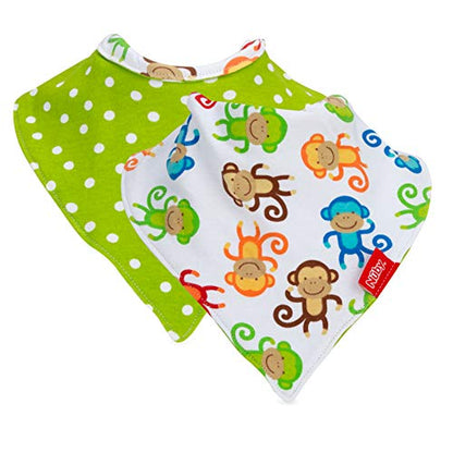 Nuby 2-pk Dribble Catcher Bandana bibs, Super Absorbent Drool Bib with Soft Comfort Neckline, Boy