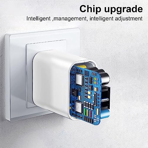 iPhone Charger 20W PD USB C Wall Fast Charger Adapter with 3Pack USB C Cable Compatible with iPhone 14/14 Pro/14 Pro Max/14 Plus/13/12/11, iPad Pro and More