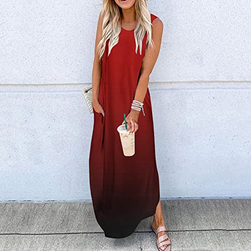 My Orders, Womens Dresses with Pockets Casual Loose Sundress Long Dress Sleeveless Split Maxi Dresses Summer Beach Dress with Pockets Tiktok Trend Items