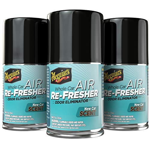 Meguiar’s Whole Car Air Refresher, Odor Eliminator Spray Eliminates Strong Vehicle Odors, New Car Scent - Three 2 Oz Spray Bottles